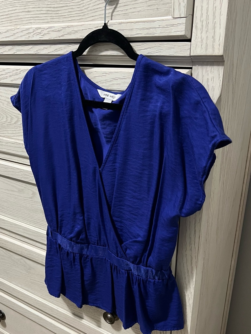 Royal Blue Wrap Peplum Women's Top